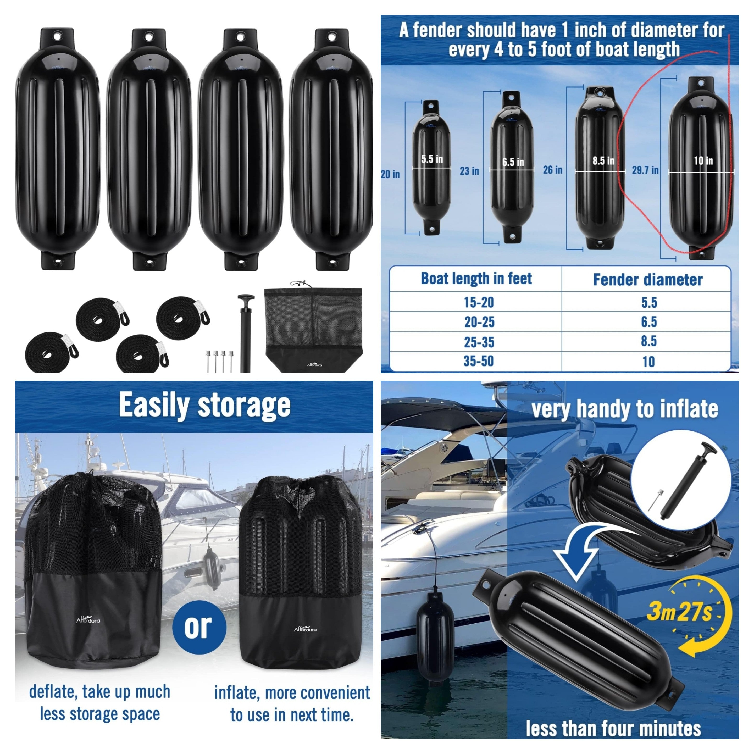 10 inch boat bumpers