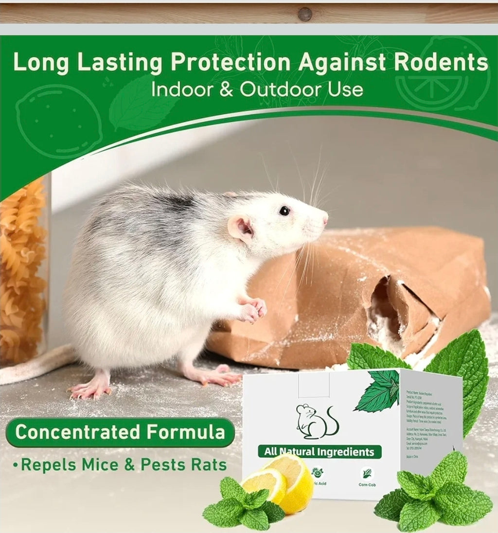 Mouse Rodent Repellent, Peppermint Oil for Mice, Mouse, Rats Squirrel, Pest Control Indoor & Outdoor, Natural Deterrent Replace Mice Trap Poisoning Family & Pet Safe Green 24 Pack